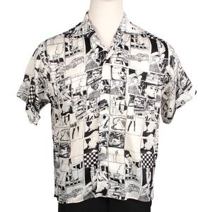 Enfants Riches Déprimés Comic Print short sleeve shirt in white. 100% silk.